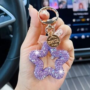 ✨3 FOR $28✨ 🆕️ PURPLE RHINESTONE SPARKLE STAR KEYCHAIN / HANDBAG CHARM